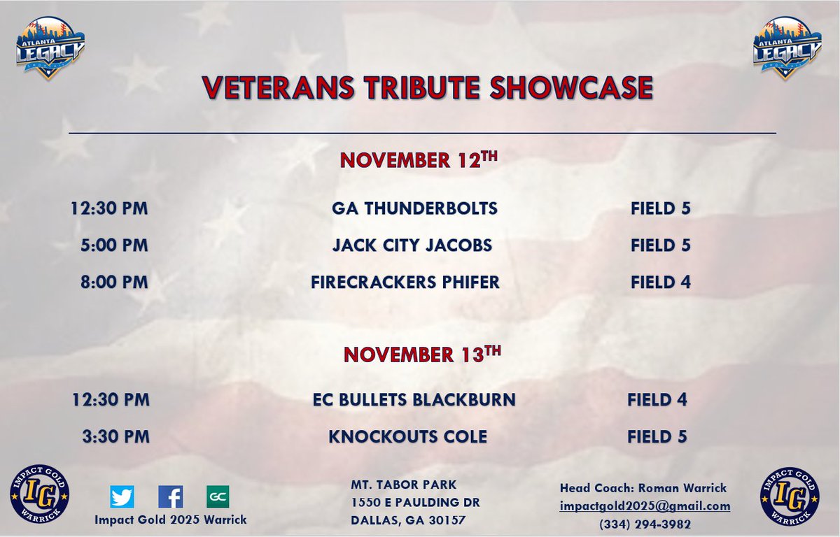 Impact Gold Premier 2025 Warrick (@impactgoldro) on Twitter photo 🇺🇸 Schedule for this weekend 🇺🇸
We head to Atlanta for <a href="/tributeshowcase/">Tribute Showcase</a>! Coaches come check this talented group out! #betheimpact #championvibesonly <a href="/ImpactGoldOrg/">Impact Gold Fastpitch</a> <a href="/jazzvesely/">Jazz Jackson-Vesely</a> 🇺🇸 Schedule for this weekend 🇺🇸
We head to Atlanta for <a href="/tributeshowcase/">Tribute Showcase</a>! Coaches come check this talented group out! #betheimpact #championvibesonly <a href="/ImpactGoldOrg/">Impact Gold Fastpitch</a> <a href="/jazzvesely/">Jazz Jackson-Vesely</a>