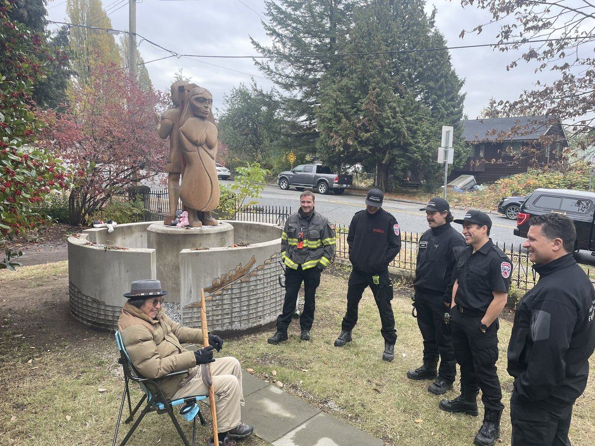 Uncle Sam George Sr. providing teachings to <a href="/NVCFD/">North Vancouver City Fire Dept</a> Department is starting their journey of understanding Truth &amp; Reconciliation &amp; the importance of relationship building with Indigenous peoples.  Myself &amp; Uncle Sam have sessions planned for all members to attend. <a href="/SquamishNation/">Sḵwx̱wú7mesh Úxwumixw | Squamish Nation</a>