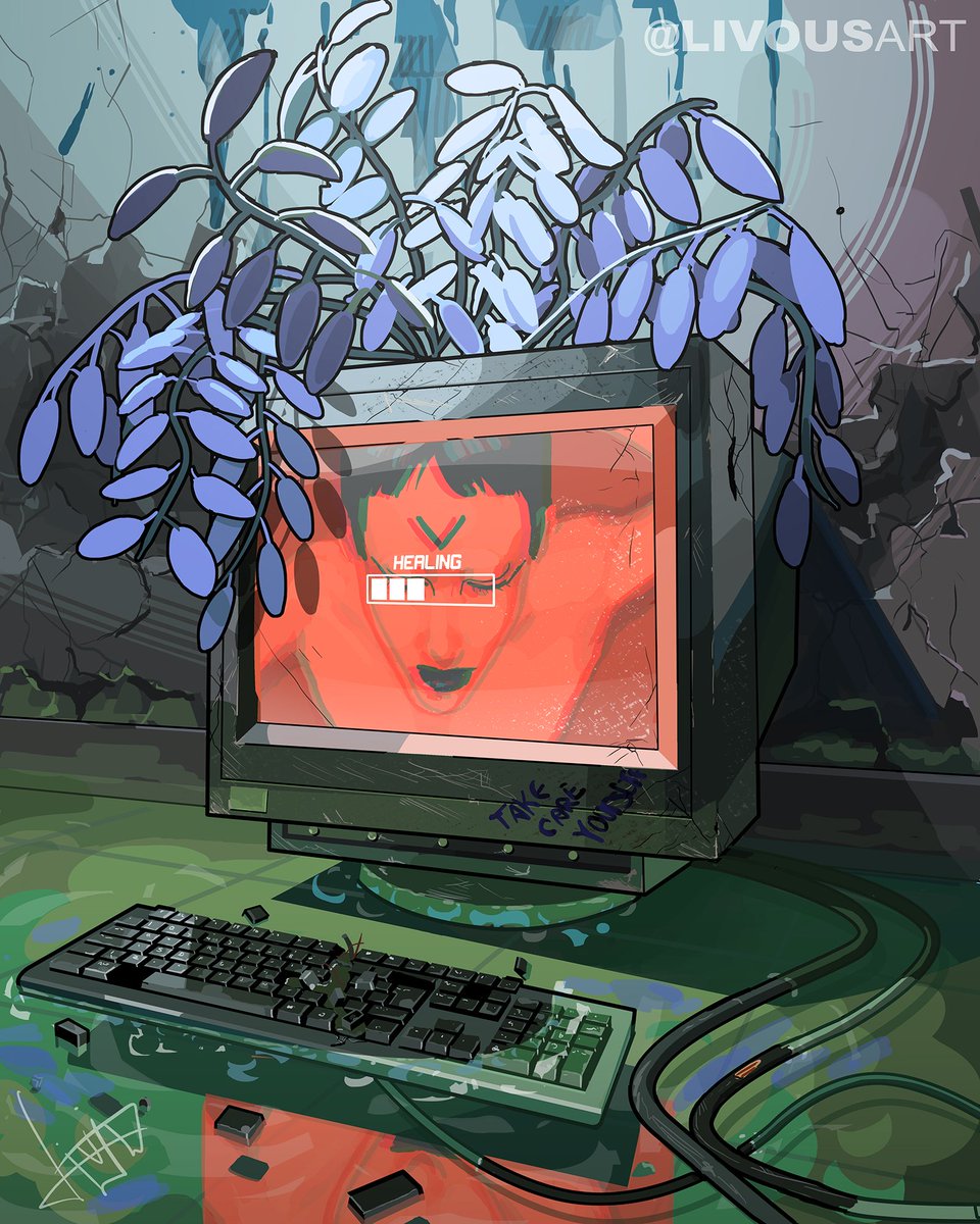 plant monitor no humans keyboard (computer) leaf cable signature  illustration images