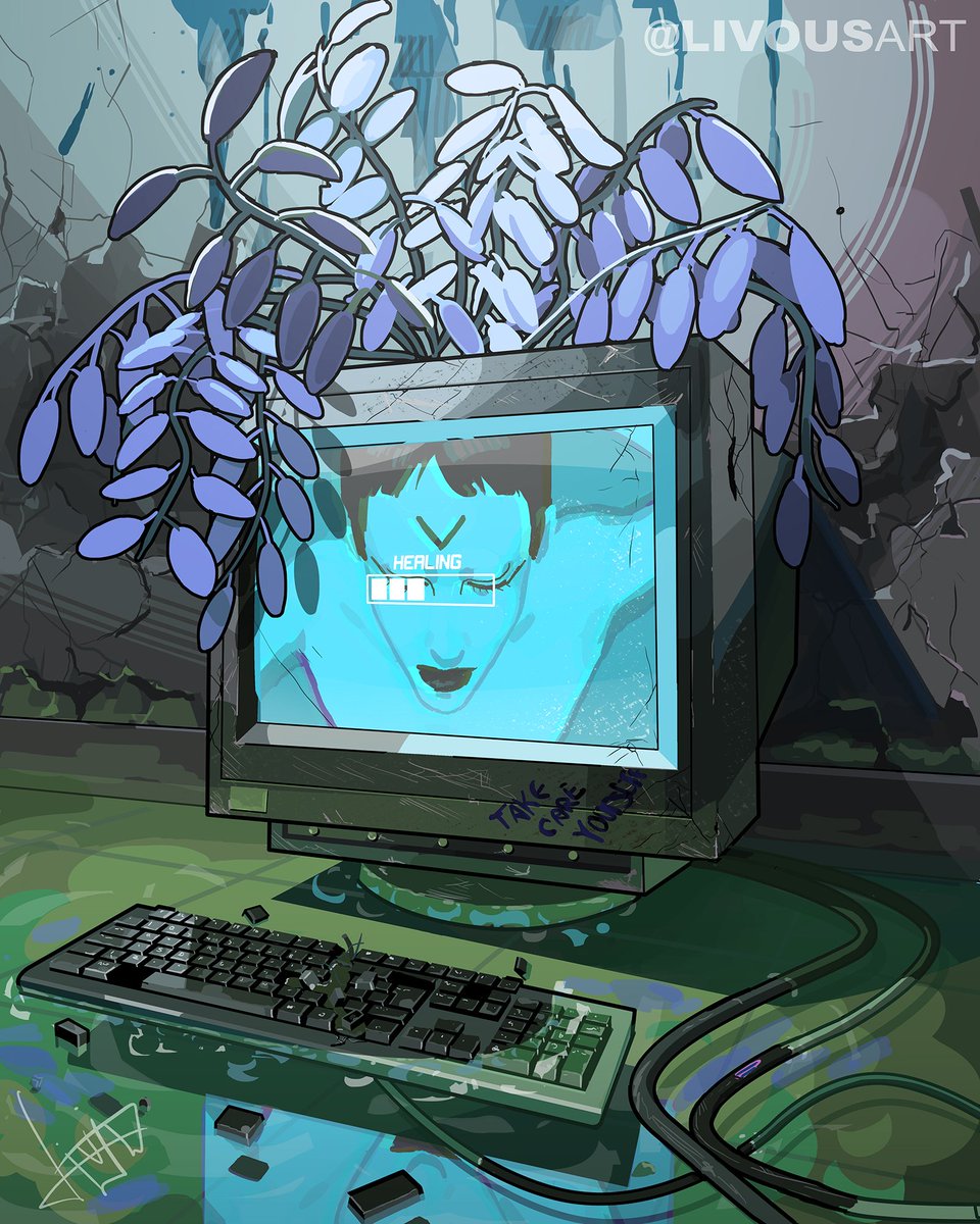 plant monitor no humans keyboard (computer) leaf cable signature  illustration images