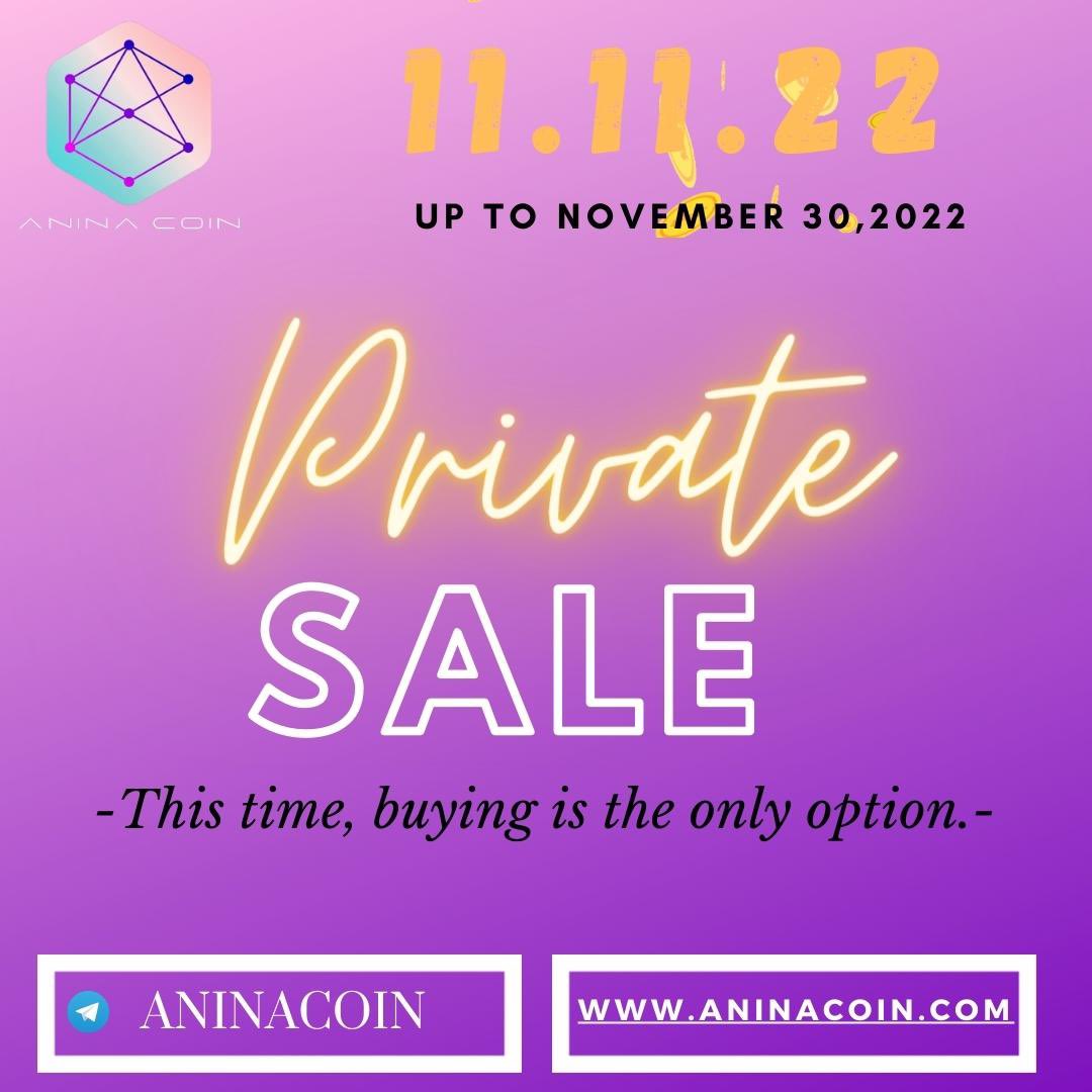 ⭐️ Join our Limited PRIVATE SALE⭐️
🗓 11.11.22
👍 Save the date

✨PRIVATE SALE PRICE: 
1ANA$ = 0.00008
✨ Limited Coin on Sale
✨ Your 20$ can turn 1000$ upon listing in CEX
✨ PRICE on PRESALE: 0.0005
✨ Never miss this super big opportunity.
#aninacoin #ana #anexc #crypto