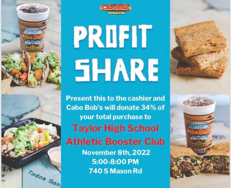 Be there! Mention the Taylor Athletic Booster Club when ordering.