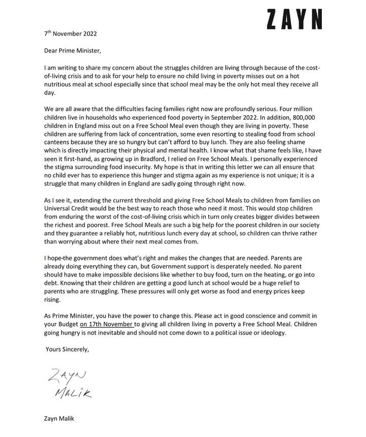 ZaynJMalikARG's tweet photo. Zayn subió esta carta para el primer ministro de Inglaterra a su instagram. Les dejamos el post original y la traducción de la misma para que entiendan su petición en esta. https://t.co/o14GMiYgdk