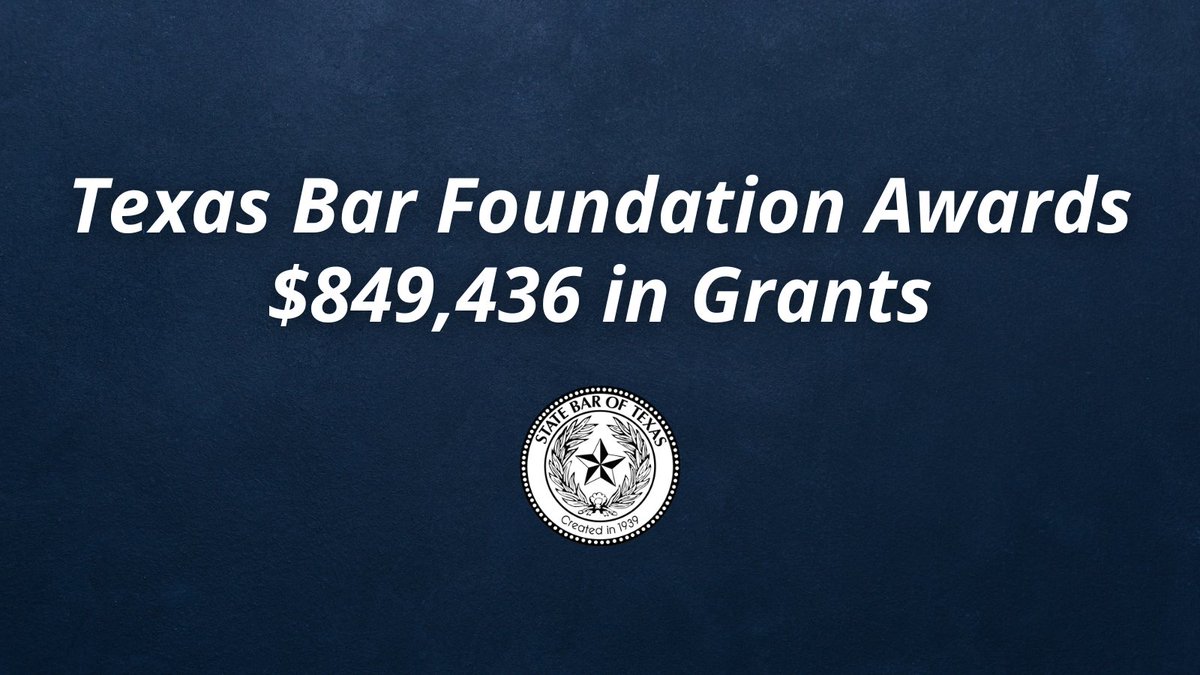 The Texas Bar Foundation (<a href="/txbforg/">Texas Bar Foundation</a>) announced it has awarded 56 grants totaling $849,436 during the fall 2022 grant cycle. This is the largest amount the bar foundation has ever given in one grant cycle. ow.ly/X6a750LwH7U