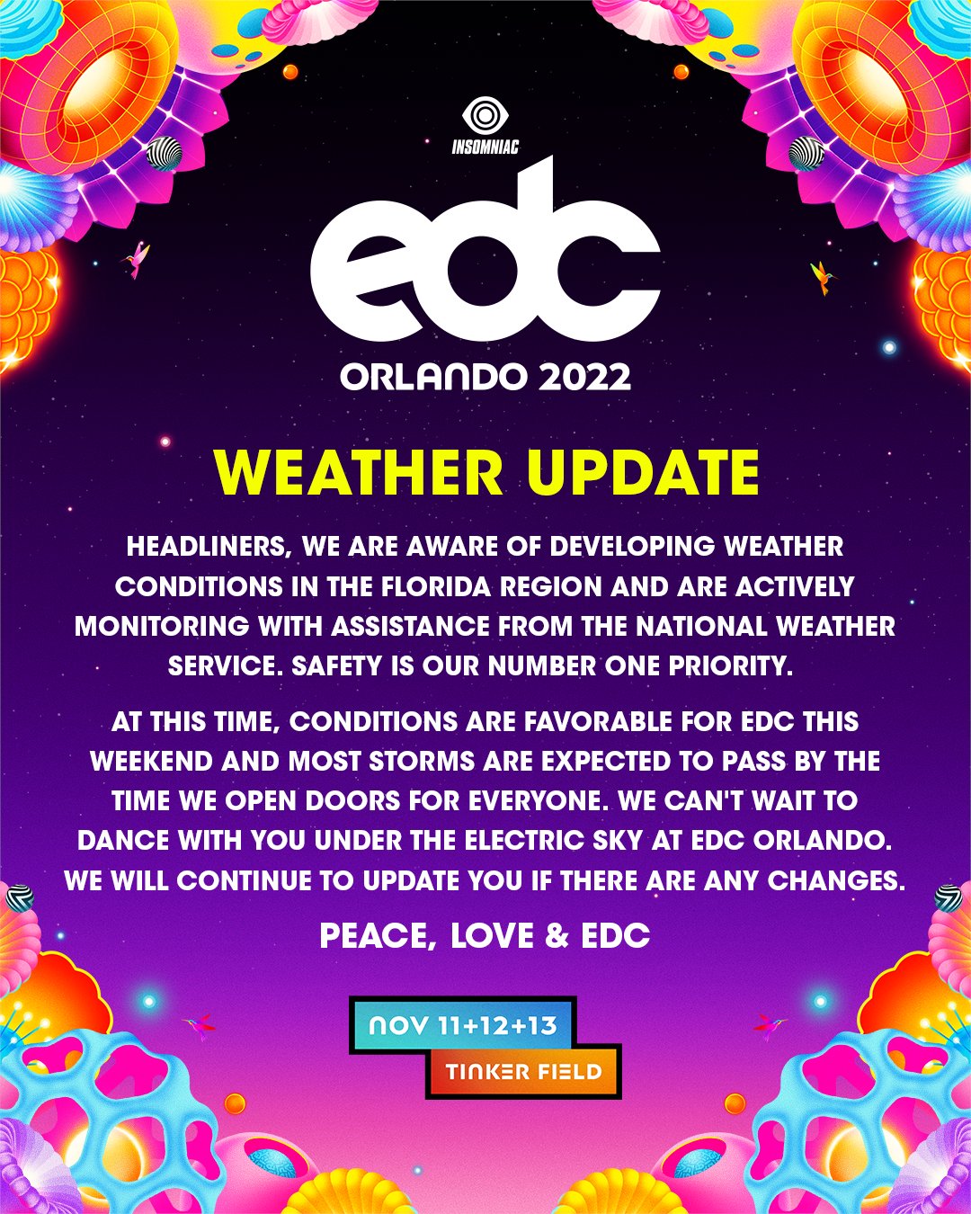 hurricane Nicole EDC Orlando 2022