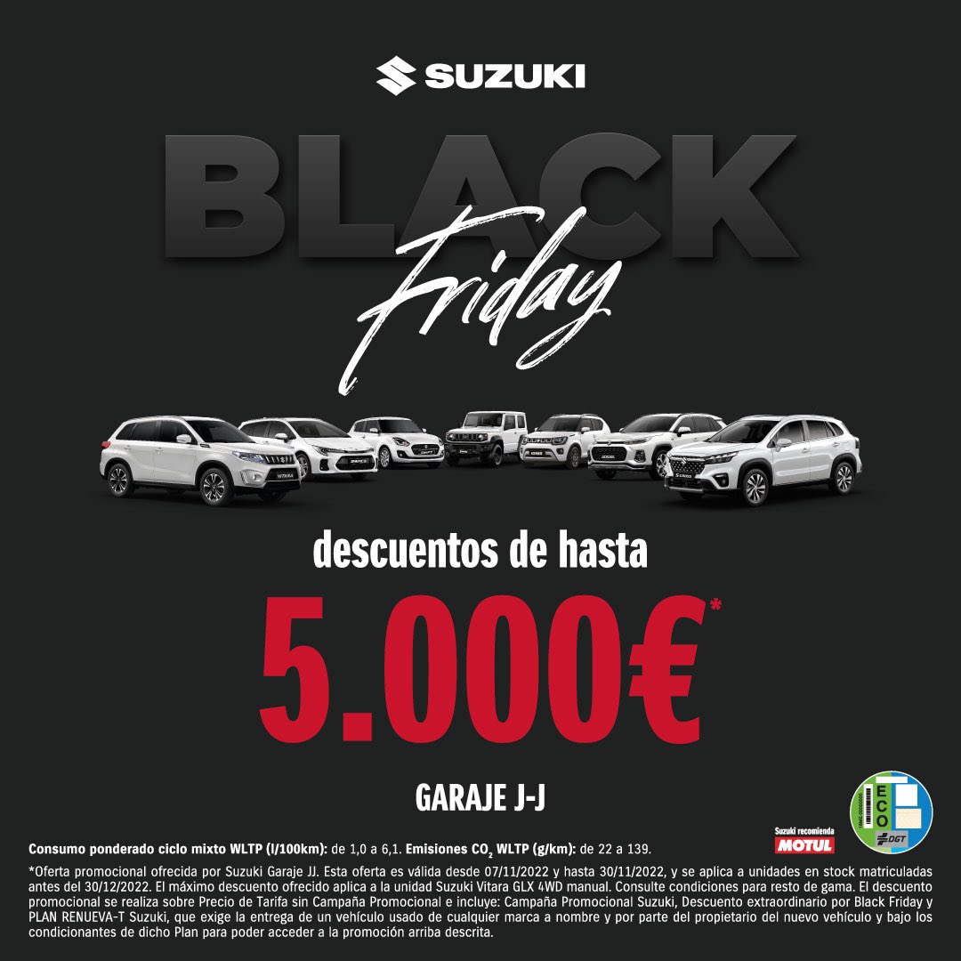 ⚫️BlackFriday en <a href="/Garajejj/">GARAJE J-J S.A.</a> ☎️914472781 📍Rodríguez San Pedro 13 Madrid 

#blackfriday 
#suzuki
#hybrid 
#eco