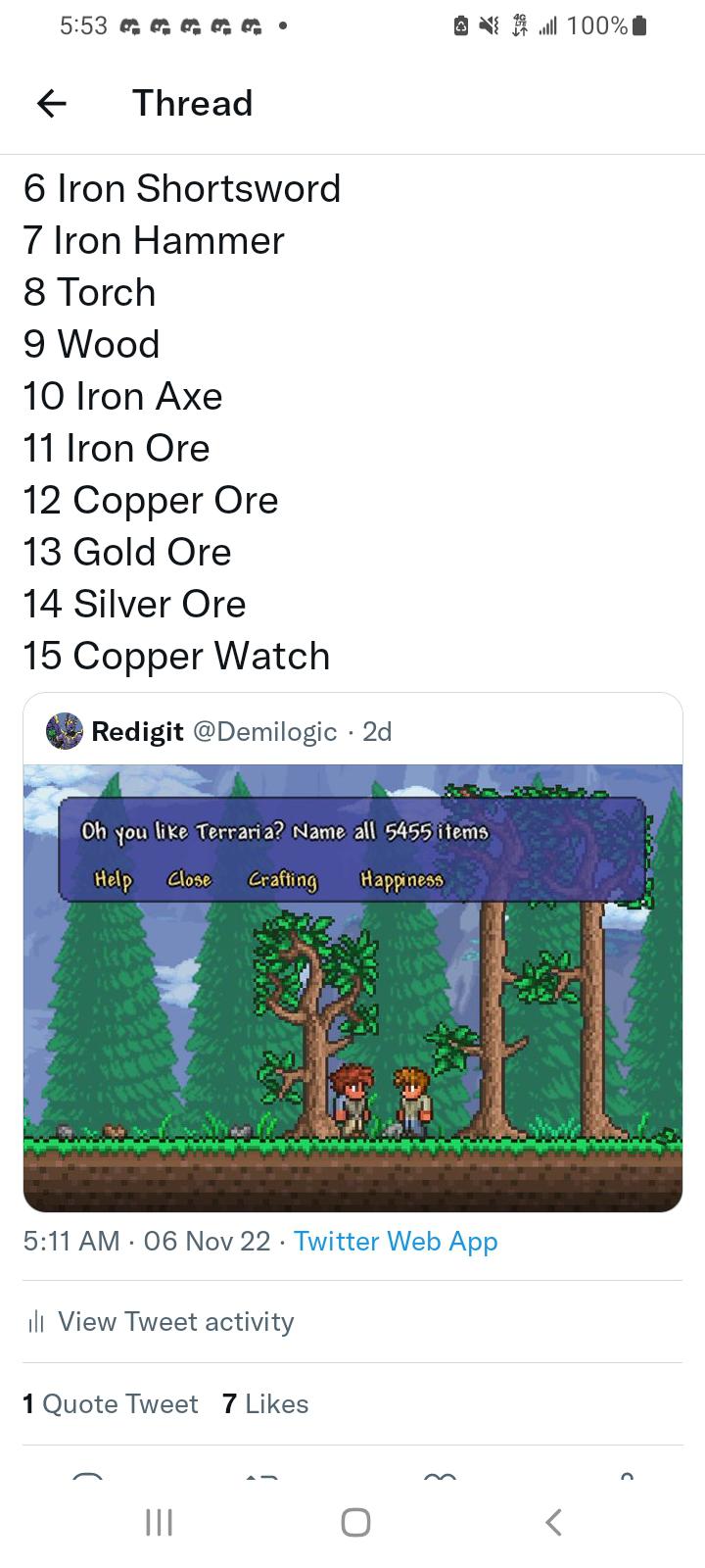 r/Terraria on Twitter "I found and listed all 5455 item id's. it took