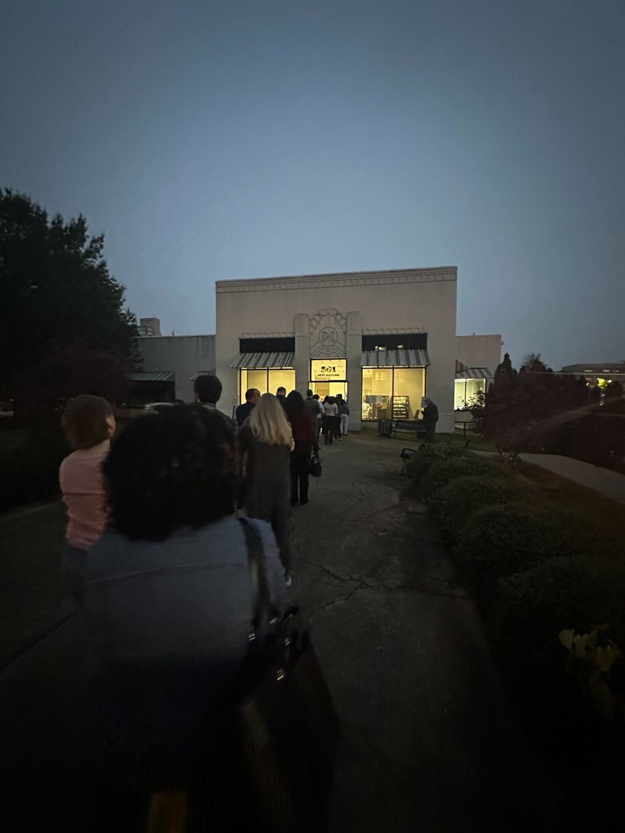 Pictured: Voters lined up outside the Pulaski Regional Building, 30+ minutes after early voting closed tonight On Election Day, any voter in line by 7:30 pm gets to vote. If someone tells you otherwise, you need to stay in line and call the voter protection line at 501-294-2178.