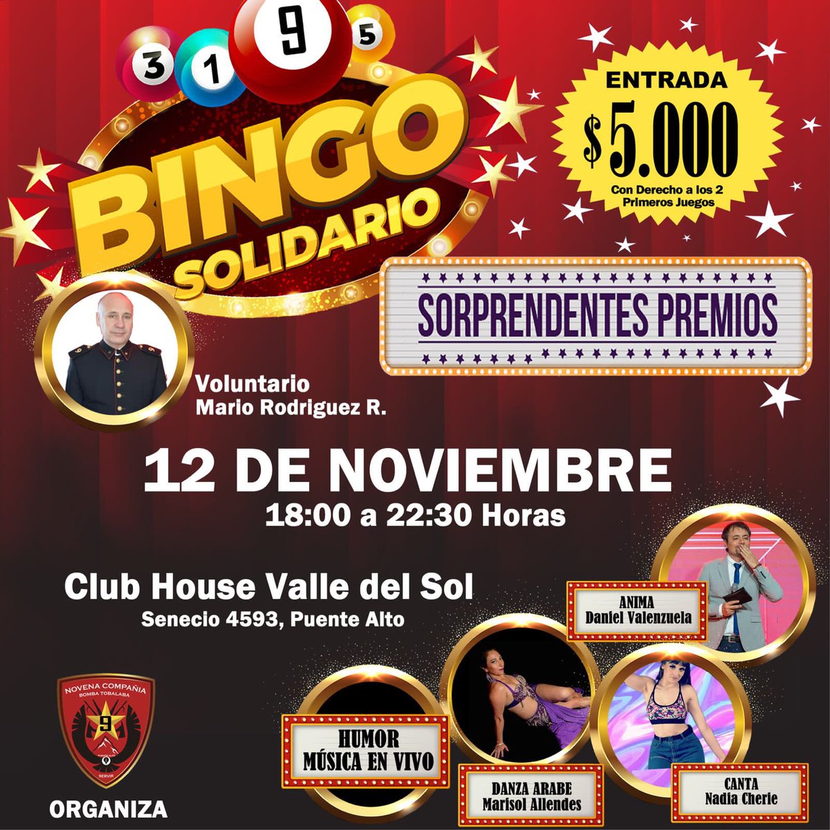 [BINGO SOLIDARIO] Apoyemos al cofrade Mario Rodríguez, de la <a href="/BombaTobalaba/">Bomba Tobalaba</a> . Nos necesita!!! 🚒🚒🚒