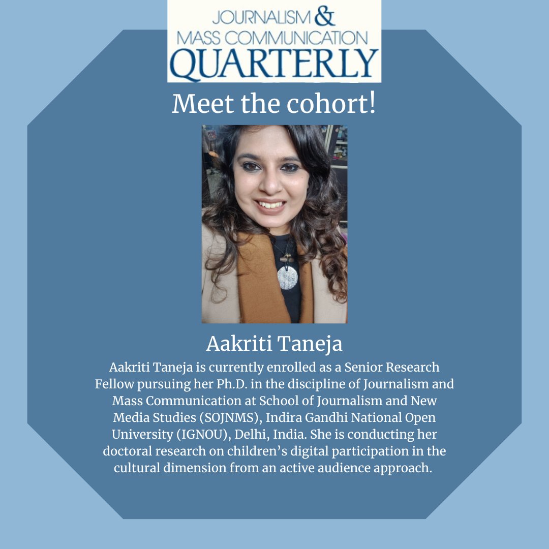 jmcquarterly's tweet photo. Featuring @Aakriti_07 from the School of Journalism and New Media Studies (SOJNMS) at Indira Gandhi National Open University (IGNOU) #JMCQTrainingProgram https://t.co/rRP74x7HO4