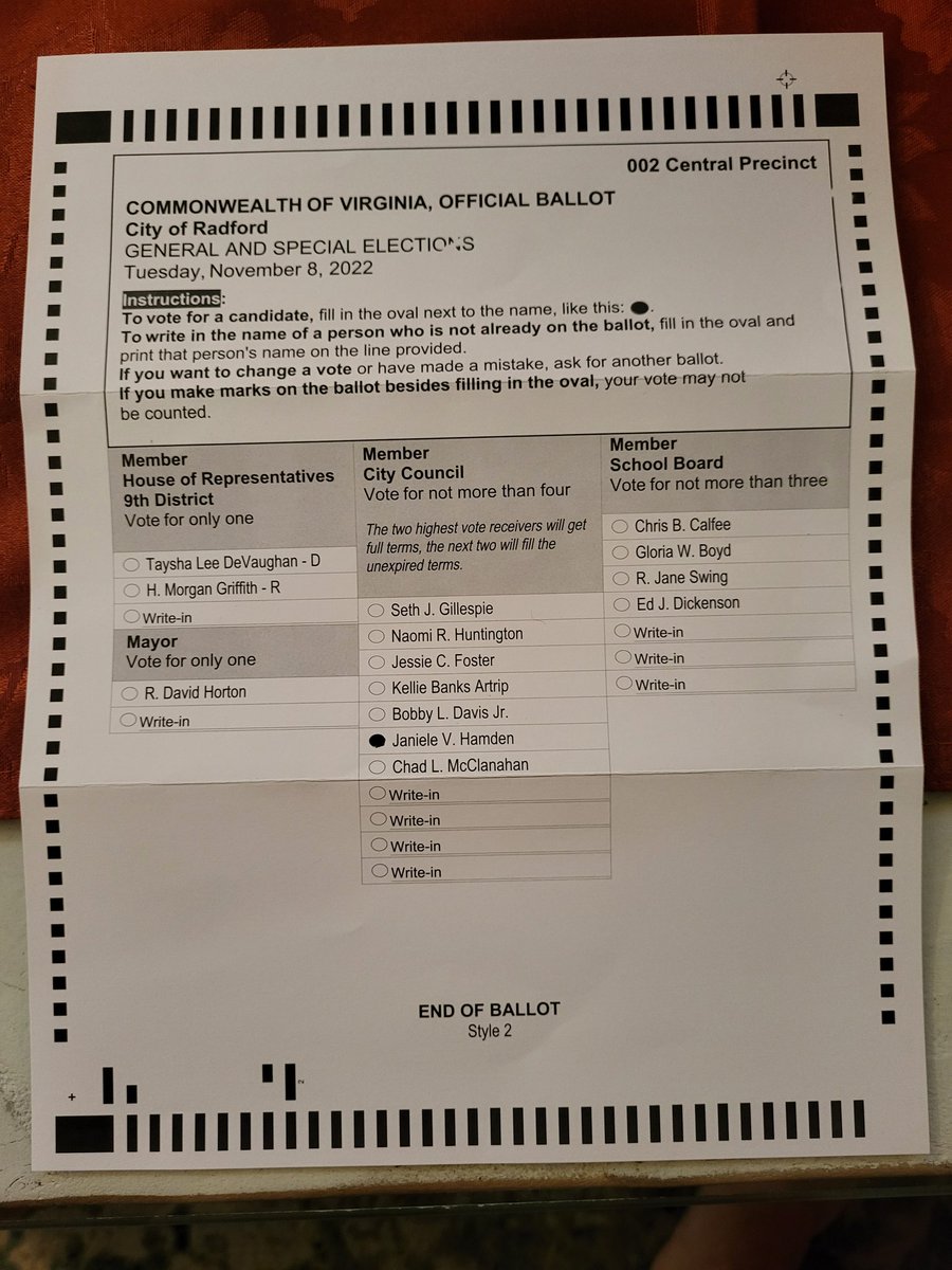Words can't express how happy I am to cast my vote for my sister, Janiele Hamden, for Radford City Council. Many people want to see change, few take the actions necessary to create the change they want to see. I couldn't be more proud.