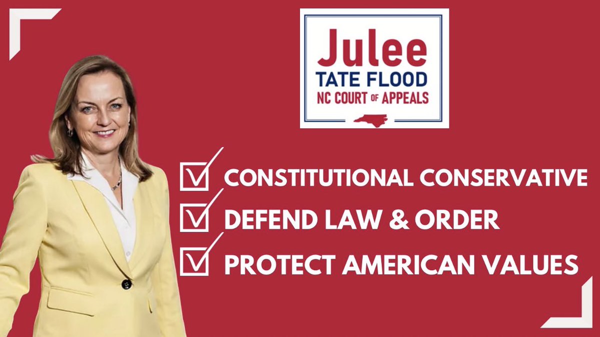 juleeforjudge's tweet image. I’m ready to serve North Carolinians on the NC Court of Appeals. Thank you to everyone who has reached out to support my campaign. I am so grateful! Remember to vote #juleeforjudge
