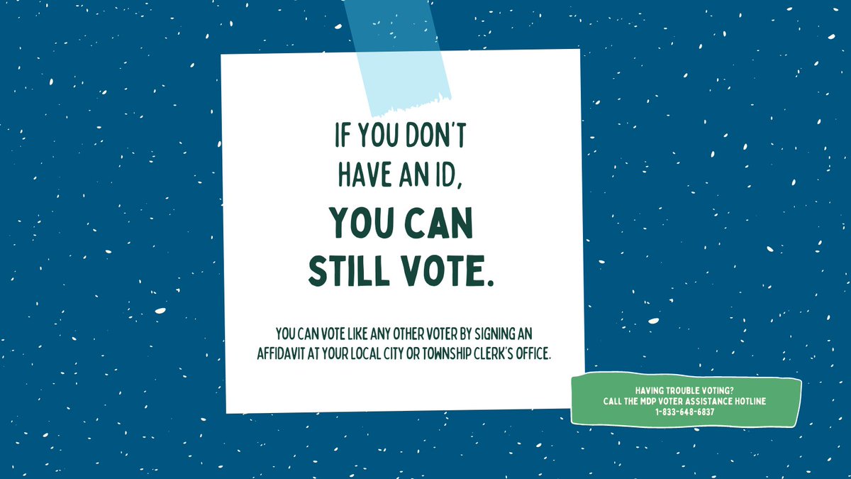 🚨ELECTION DAY IS TOMORROW🚨

📌If you forget an ID you can still vote with a signed affidavit
📌Return your absentee ballots *in person* to your city/township’s clerk’s office or drop box by 8pm on 11/8
📌Find where you can vote: gretchenwhitmer.com/vote
