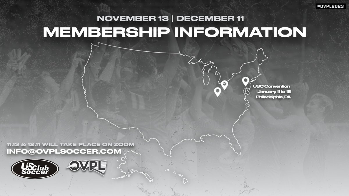 Mark your 🗓...

The first of 3 opportunities to connect, learn and sign up for OVPL 2023 membership starts this Sunday, November 13th, at 7:30 PM EST.

The information meeting is for all Men's &amp; Women's teams to learn more about the league.

Learn more ovplsoccer.com