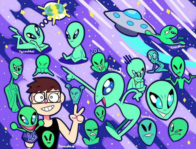 i love horror movies, video games, cartoons and aliens so i draw a bunch of fanart :) 
