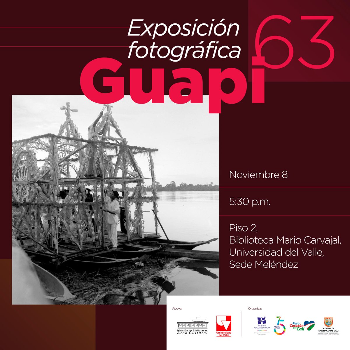 maxcultura's tweet photo. Inauguración Exposición “Guapi 63 Registros y evidencias de la investigación folclórica”
Allí podrás emprender un viaje al Guapi de 1963 a través del archivo fotográfico del #IPCCali Conversatorio con sus curadores: Yuliana Quiceno
Ely Joakui
John Holguín
@UnivalleCol
8NOV 5:30PM https://t.co/vgxj4V8DzN