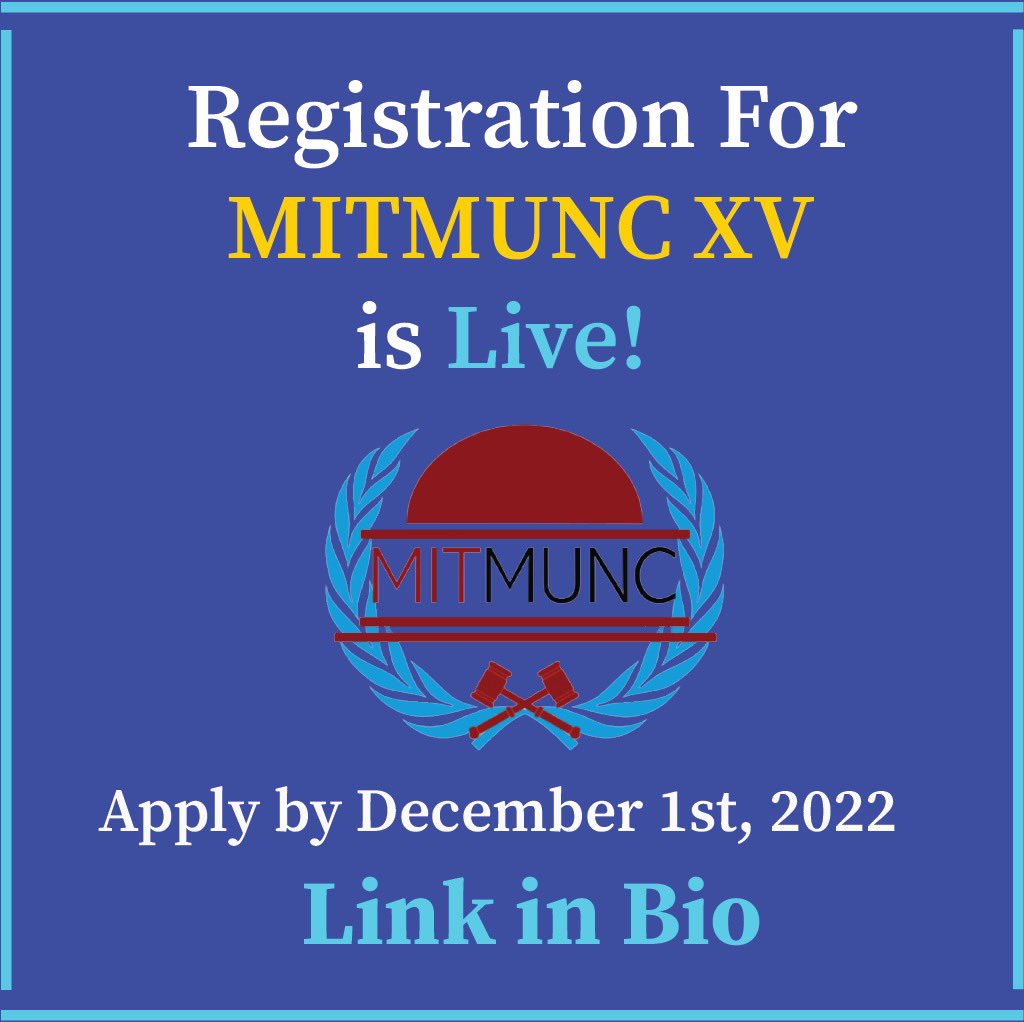 Attention delegates, registration for MITMUNC XV is now live! Please visit mitmunc.org to register &amp; find out more about this year’s conference. #mitmunc