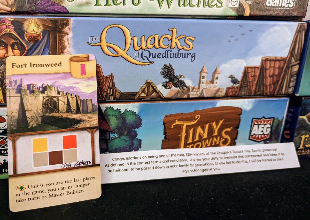 DenverCoder1's tweet image. Happy to be the winner of a Tiny Towns card signed by @JeffreyKornberg from the @DragonsTomb. Thanks Jeff! Keep up the great rules explanations😄