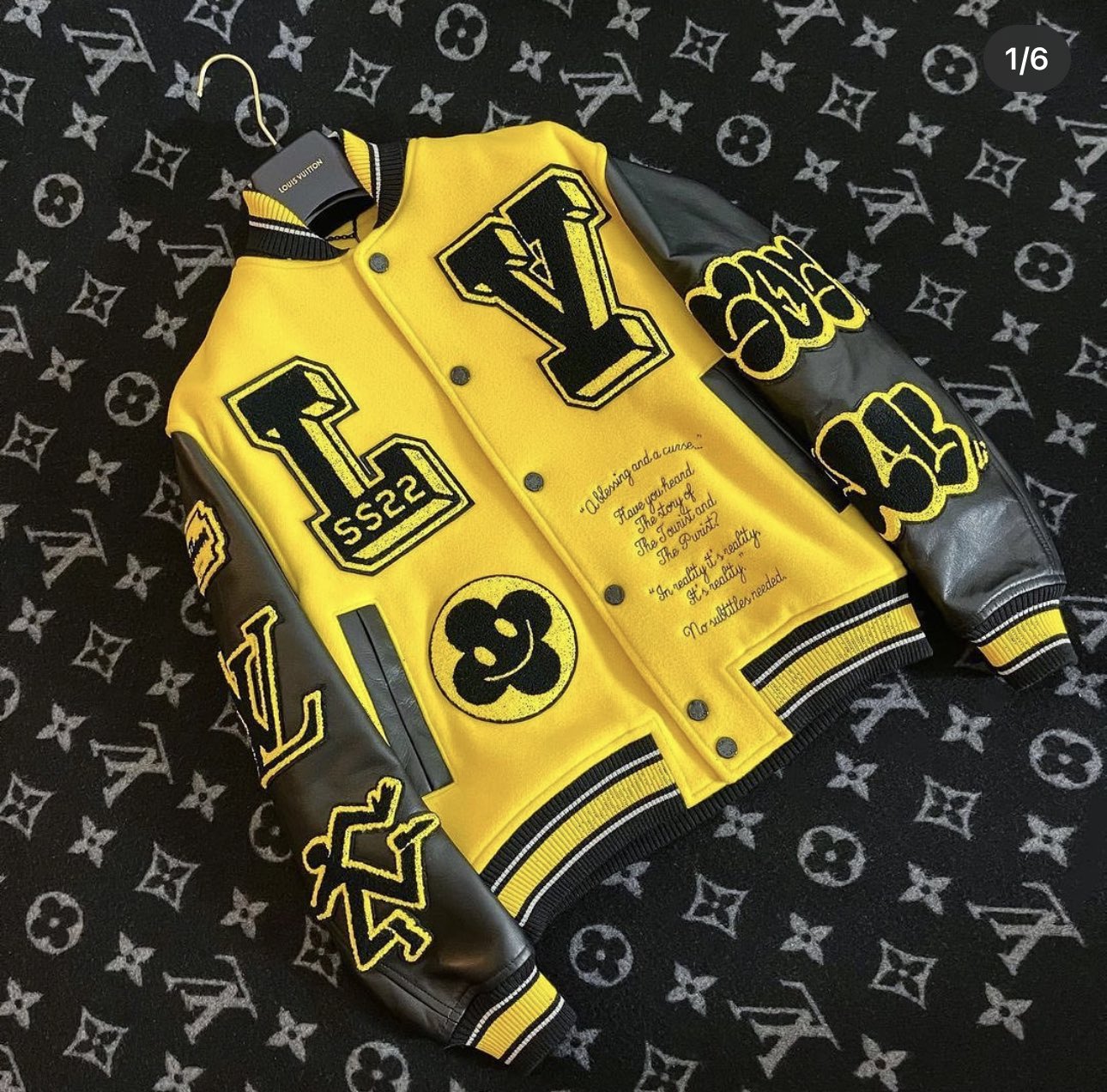 Louis Vuitton Black & Yellow Varsity Jacket