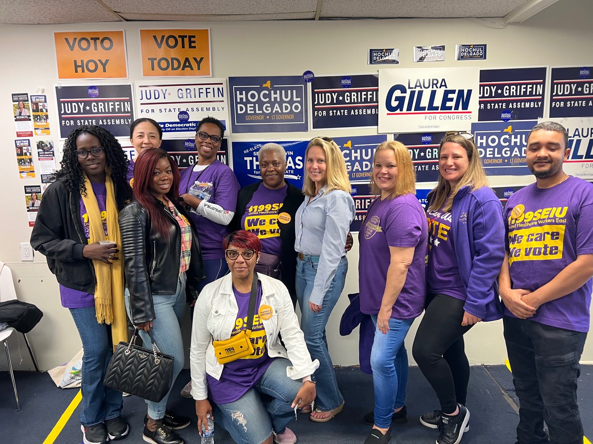 How do I know we’re going to win tomorrow? Because we are going to have a blue tsunami of <a href="/nysut/">NYSUT</a> teachers, a red hurricane of <a href="/MomsDemand/">Moms Demand Action</a> and a purple cyclone  <a href="/32BJSEIU/">32BJ SEIU /// #BuildingJustice 🧹✊🏽</a> hitting every corner of #NY04 #ElectionEve