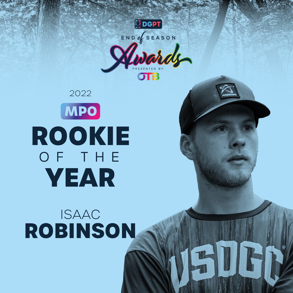 DiscGolfProTour's tweet photo. Your 2022 DGPT MPO Rookie of the Year, Isaac Robinson! https://t.co/EdQ852elU5