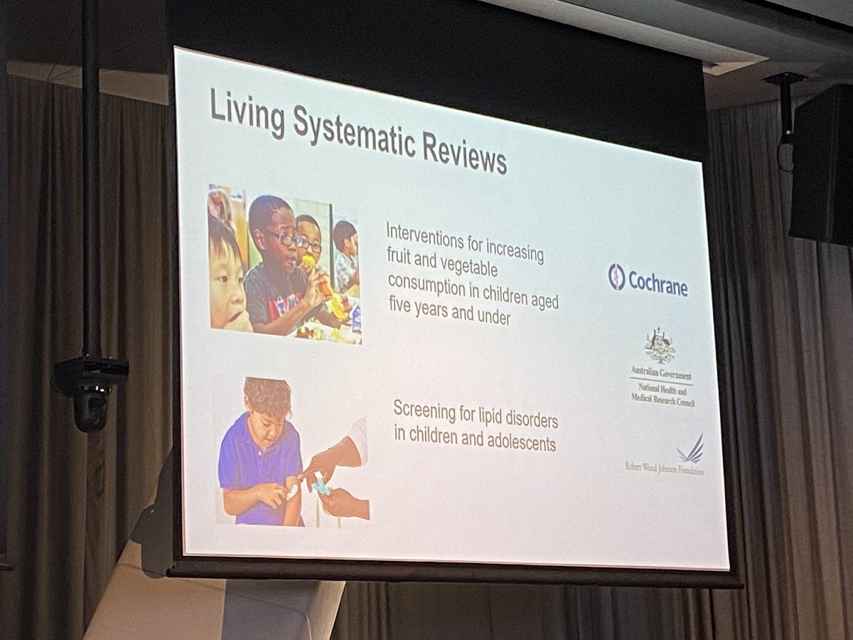CathieSherr's tweet photo. Compelling case for living (frequently updated) systematic reviews and guidelines from @jhjelliott at #ACTAASM. Something to consider in #fallsprevention. @CRE_PFI @anzfps https://t.co/HFfUQY9YLp