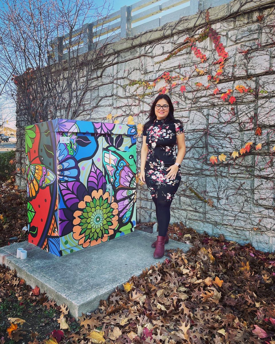 RangRiva's tweet photo. Introducing this beautiful &amp; colourful Traffic box Mural! Thank you to @artsmilton for this wonderful project. #art #folkart #Indianfolkart #milton #miltonontario #miltonon #canada #Mural #publicart #publicartwork #community #inclusive #exclusive https://t.co/qHWzIOkpuY