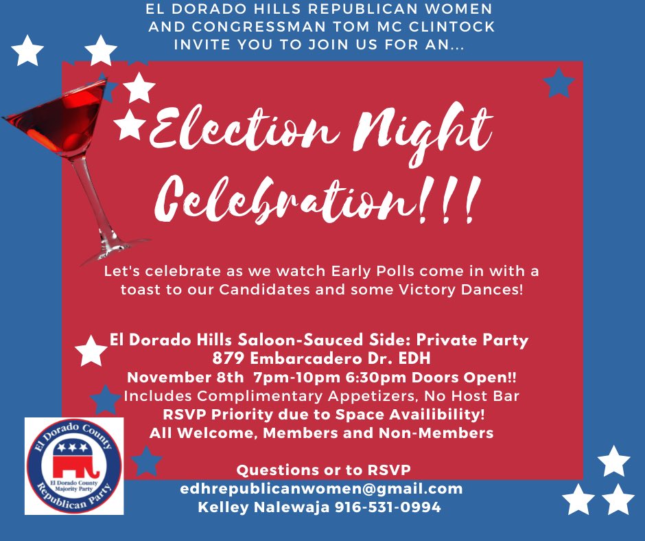 Check out our election night party details. Tomorrow is going to be a great night! 🇺🇸🇺🇸🇺🇸