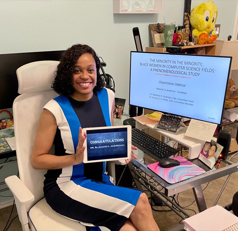 mimbwcs2022's tweet photo. I would love to share with everyone that I successfully defended my dissertation this evening. Thank you to everyone for your encouragement and support throughout this journey. #phd #phdlife #computerscience #softwareengineer #blackincomputing #DiversifySTEM #MIMBWCS2022 https://t.co/RxbLTdUqcW