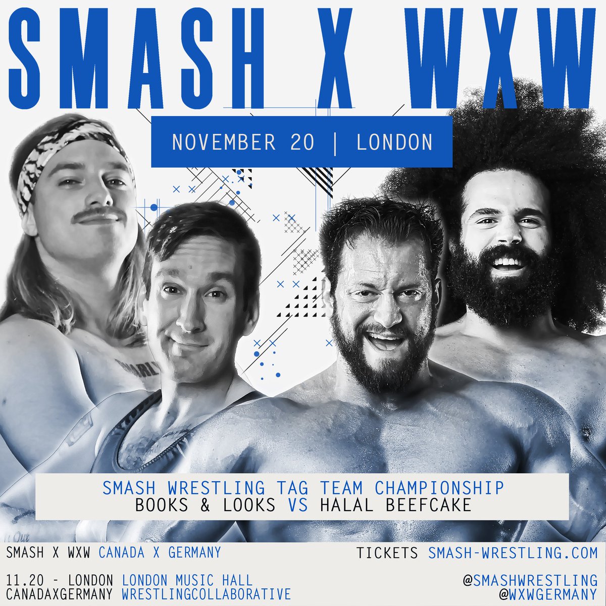 smashwrestling's tweet photo. For the London scene is doesn't get bigger than this. It's former fan favs and charismatic fighting champions #HalalBeefcake (@ThunderLats/@Idris_Abraham) versus the local heroes #BooksAndLooks (@MrMGreyson/@RodneyWrestles) who came out of nowhere. Books & Looks give true... 1/2 https://t.co/o6Cg2i01Ll