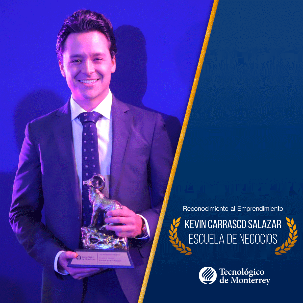 Felicitamos a Kevin Carrasco, por haber obtenido el reconocimiento al Emprendimiento, por Kubali, marketplace de compra-venta de muebles y artículos para el hogar por internet. ¡Felicidades! #PorSiempreTec #OrgulloTec #TecLiFE 💙🐑🏆