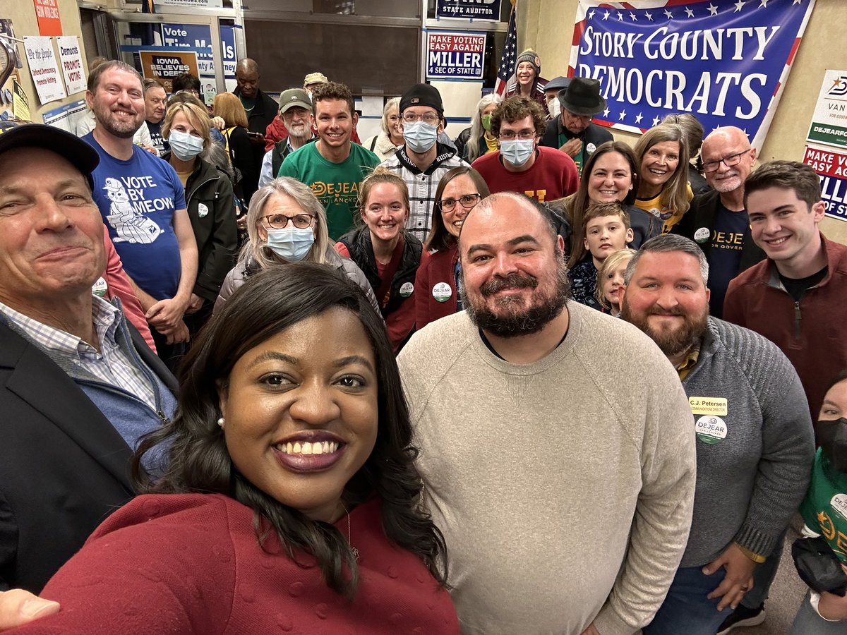 FrankenforIowa's tweet photo. Great to be in Ames for our final #GOTV event! 

Folks, leave it all on the field tomorrow. Call and text your friends &amp; neighbors. Knock some doors. Change is coming—but only if we run through the tape at the finish line.

I am grateful for your support and your vote. 🗳️ #IASen https://t.co/G8FO5v8tsZ