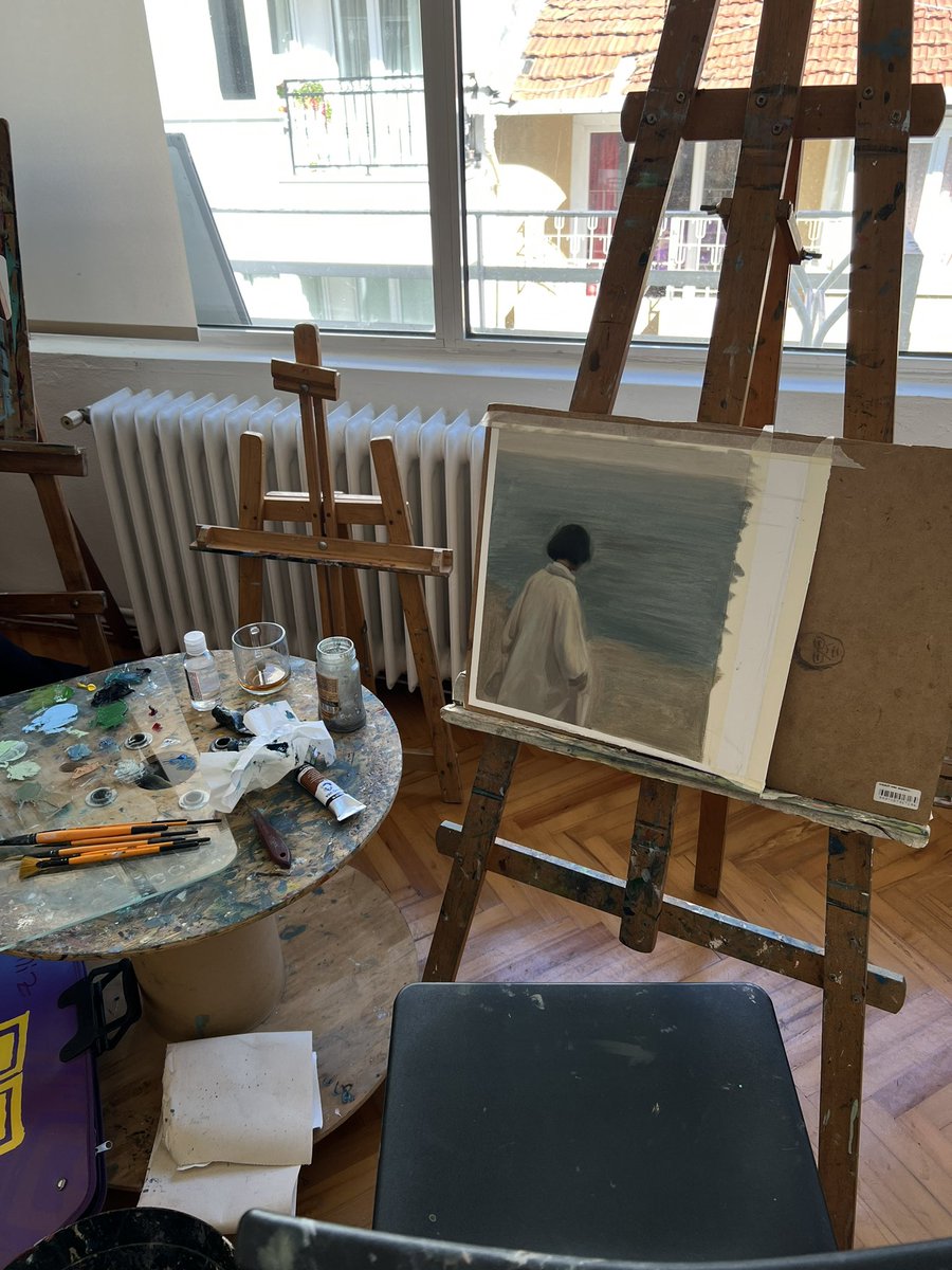 “
- Neden denizde insana ölüm korkusu gibi bir şey geliyor?
‘ self discomfort’ “
Oil on paper