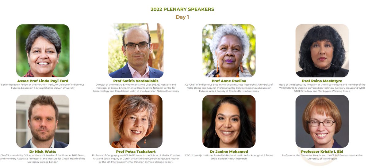 This speaker lineup for day 1 of #HEAL2022 is looking amazing! We are now just 2 weeks out from the event but registrations are still open and free! Join us for two days discussing transformational change for environmental, planetary and human health! 🌿👉healnetwork.org.au