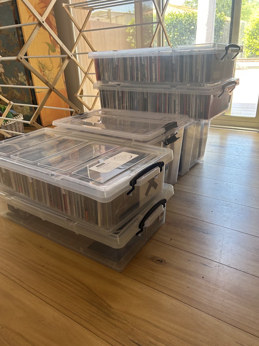30 years worth of CD’s, catalogued, on the computer, in alphabetical order, packed and ready for storage - l’m done!