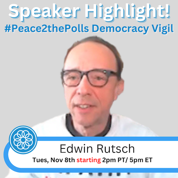 PeaceAlliance's tweet photo. 1/2 #Peace2thePolls Democracy Vigil is TOMORROW! Zoom room opens at 9am PT/ 12 noon ET for 14 hours! Kelly O'Brien, RJ Jennings, Edwin Rutsch, Tamika Shantel Gadsden , Patty LaTaille , and members of the Junior State of America from CA are just SOME of our incredible offerings. https://t.co/WvKOYJBeus