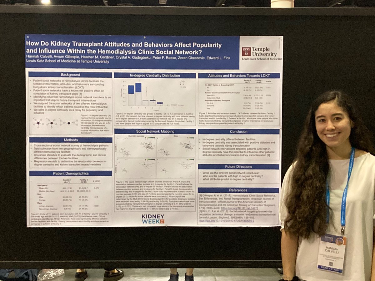 Avi’s Network Research (@avrumgillespie) on Twitter photo Congratulations to @hannah_calvelli MS3 a kidney star <a href="/ASNKidney/">American Society of Nephrology</a> #KidneyWk. Awesome poster on #influencers in the hemodialysis social networks having positive #kidneytransplant attitudes. Make sure to follow. <a href="/templemedschool/">Temple Med School</a> @UrbanBioethics <a href="/TempleKidneys/">Temple Nephrology</a> Congratulations to @hannah_calvelli MS3 a kidney star <a href="/ASNKidney/">American Society of Nephrology</a> #KidneyWk. Awesome poster on #influencers in the hemodialysis social networks having positive #kidneytransplant attitudes. Make sure to follow. <a href="/templemedschool/">Temple Med School</a> @UrbanBioethics <a href="/TempleKidneys/">Temple Nephrology</a>