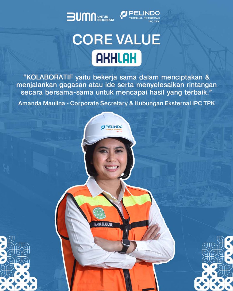 ipctpk's tweet photo. Hai #ContainerLovers

Kolaboratif menjadi salah satu nilai yang terkandung dalam Core Value AKHLAK. https://t.co/cvBxeywrEK