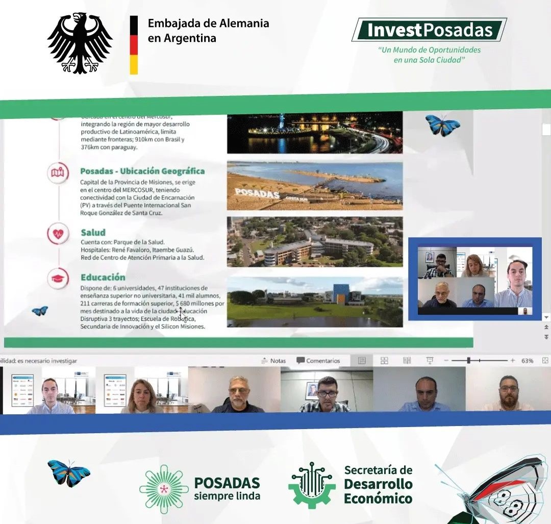 aguilarclaudiok's tweet photo. #InvestPosadas, creando lazos comerciales con Alemania
Recientemente hemos mantenido una reunión por videoconferencia con la Cámara de Comercio e Industria Argentino-Alemana, en las que presentamos el Programa #InvestPosadas, #EmpleosVerdes y #PosadasFutura https://t.co/2RDCQx0IJw