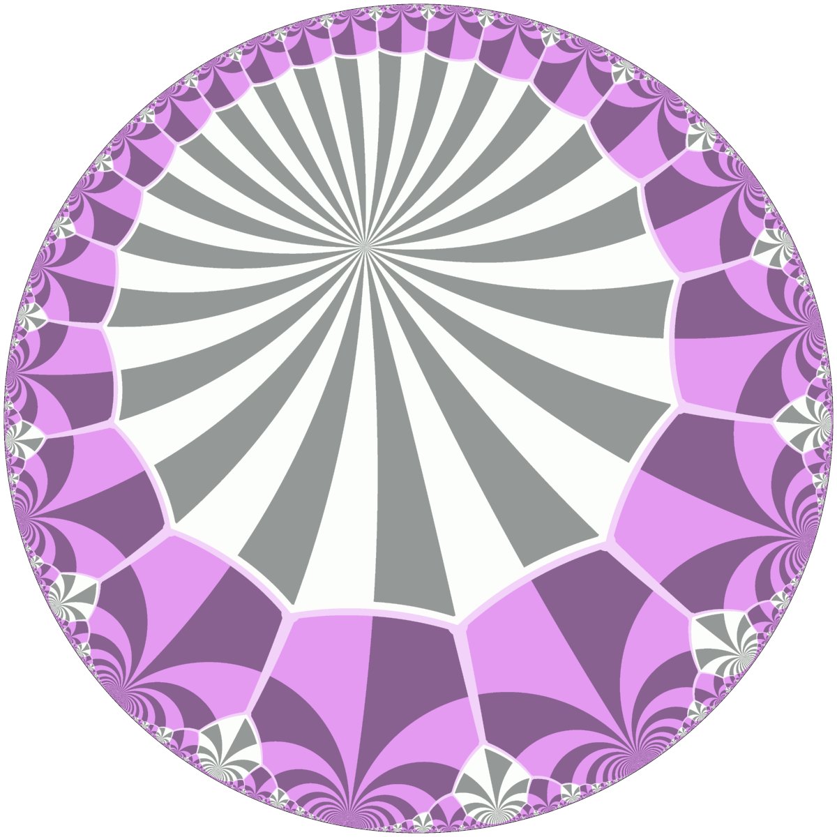 TilingBot's tweet image. #Hyperbolic #tiling shown in the Poincaré disk model. Bitruncated {21,∞}.