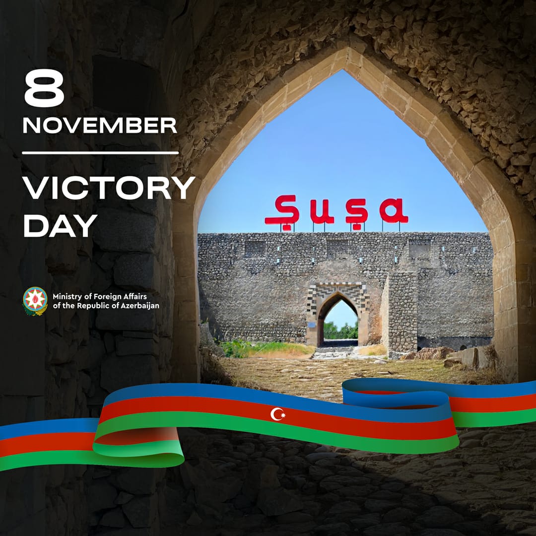 On November 8 we mark the second anniversary of the glorious #victory of #Azerbaijan 🇦🇿. 
May Allah rest the souls of all our martyrs who have made the ultimate sacrifice in the name of our #homeland.
#ZəfərGünü|n mübarək, #Azərbaycan! 🇦🇿
Happy #VictoryDay, Azerbaijan! 🇦🇿
