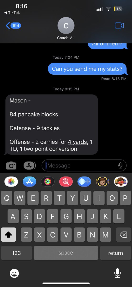 CoachDullardOL's tweet photo. Stats from my senior season!! Only played 9 games, film will be out soon!! https://t.co/ERWXAbgTqh