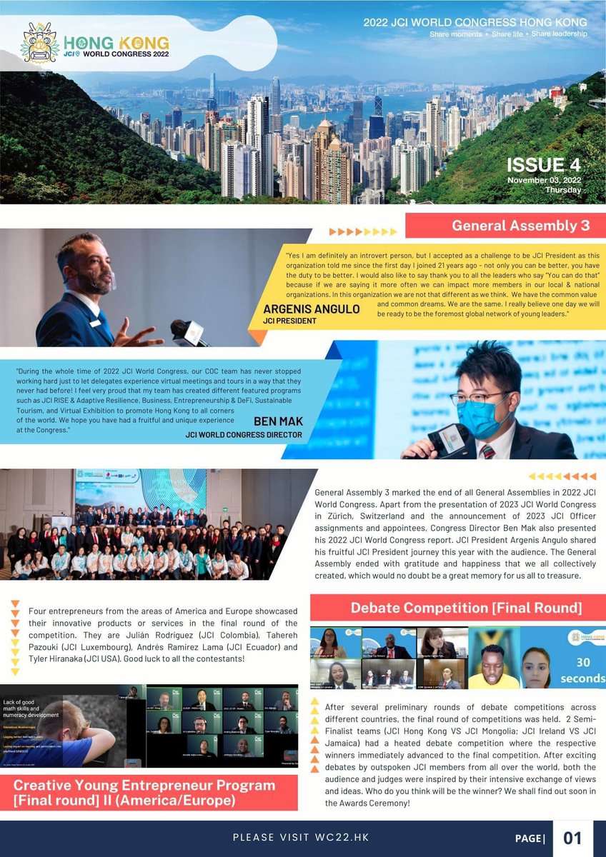 JCIMongolia's tweet photo. 🇭🇰2022 JCI ДЭЛХИЙН ЧУУЛГАН🇭🇰

#Сонин_сайхан_булан
JCI байгууллагын 2022 оны ДЭЛХИЙН ЧУУЛГАНЫ 4 дахь өдрийн /2022.11.03/ NEWSLETTER-г хүргүүлж байна.

#SHINEBRIGHT 
Хүндэтгэсэн,
JCI Монгол ТББ https://t.co/YxZkPbggHh