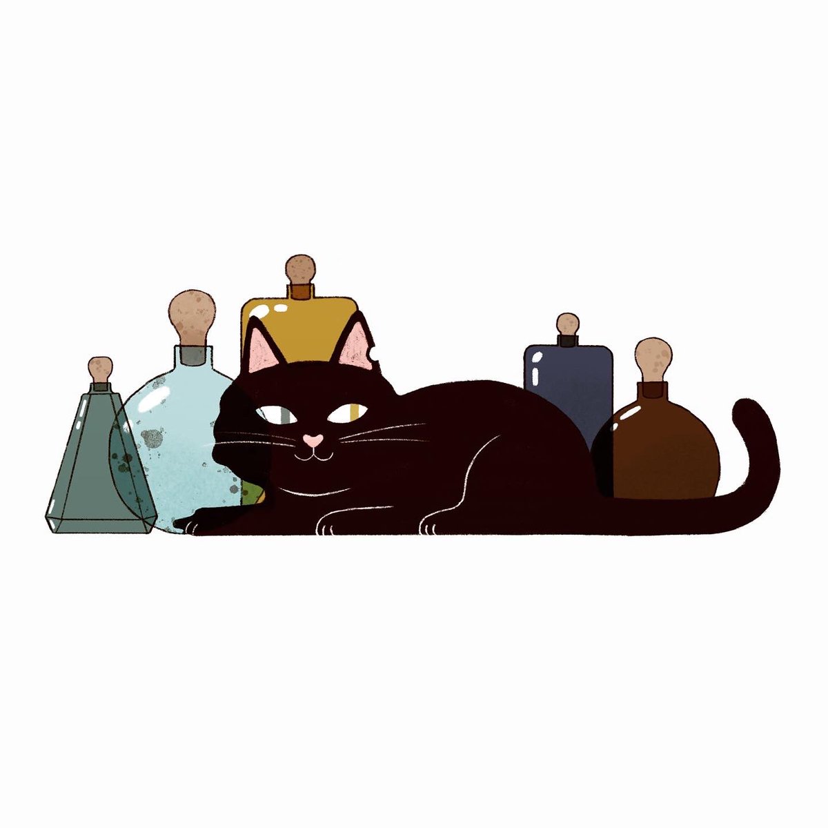 The black cat- a witches best friend. #blackcat #kidslit #digitalart