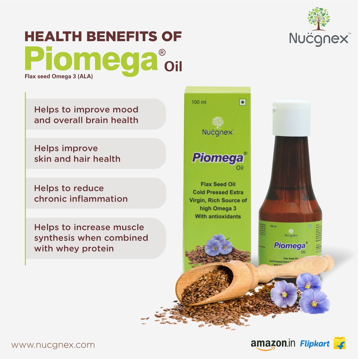 NucgnexD's tweet photo. Nucgnex’s Piomega Oil is a cold-pressed, authentically extracted virgin flaxseed oil. It is known for its many health benefits, which include providing a hearty dose of protein and fibre, reducing appetite and aiding in weight control.

Click on the link in our bio to know more! https://t.co/qZbusm6YBt