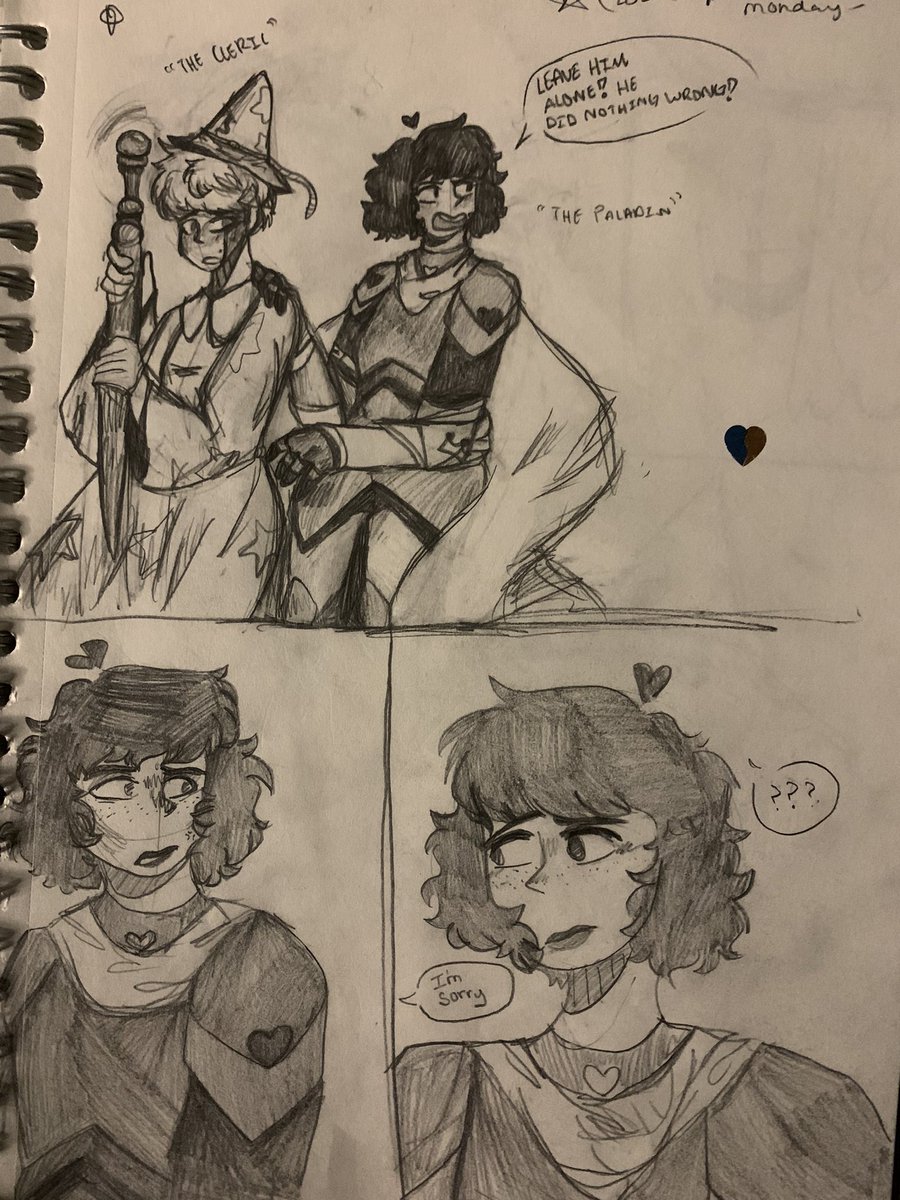 iloveteddywifi's tweet photo. Idk if I can submit more stuff for byler week but here is another cleradin drawing I did a while back (day 6 I’m pretty sure I’d what it was) #BylerWeek #Bylerweek2022 #byler #paladinmike #clericwill #DnD https://t.co/RMlBOYptai