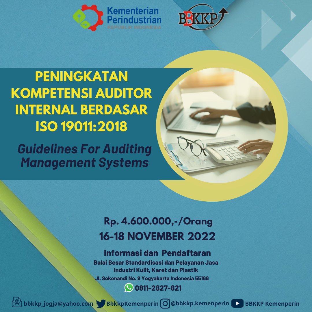 BbkkpKemenperin's tweet image. Ikuti Pelatihan “Peningkatan kompetensi Auditor Internal berdasar ISO 19011:2018 - Guidelines for auditing management systems” pada tanggal 16-18 November 2022.

Informasi lebih lanjut dan pendaftaran, silakan hubungi kami via telp/WA ke 0811-2827-821
#iso19011
#bbkkp 
#kemeperin