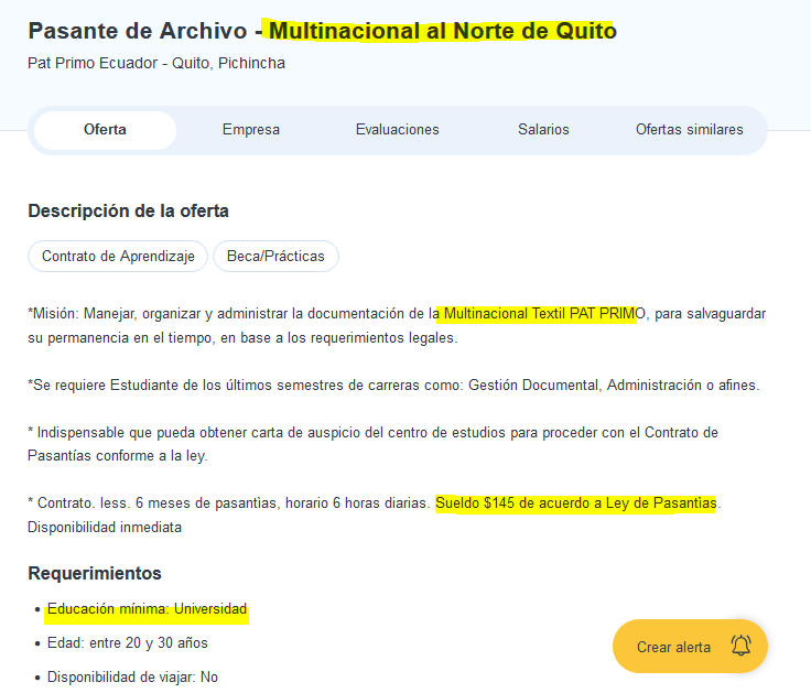 MartinezMolinaM's tweet photo. 🔴 A pesar que la #PrecarizaciónLaboral está prohibida en el #Ecuador, empresas como la Multinacional Textil #PATPRIMO hace su convocatoria de empleo para jóvenes con un sueldo de $ 145 dólares. Es decir, ni la mitad del básico. 

❌ Lo indignante, el @MinTrabajoEc no hace nada. https://t.co/MHefp1MK47