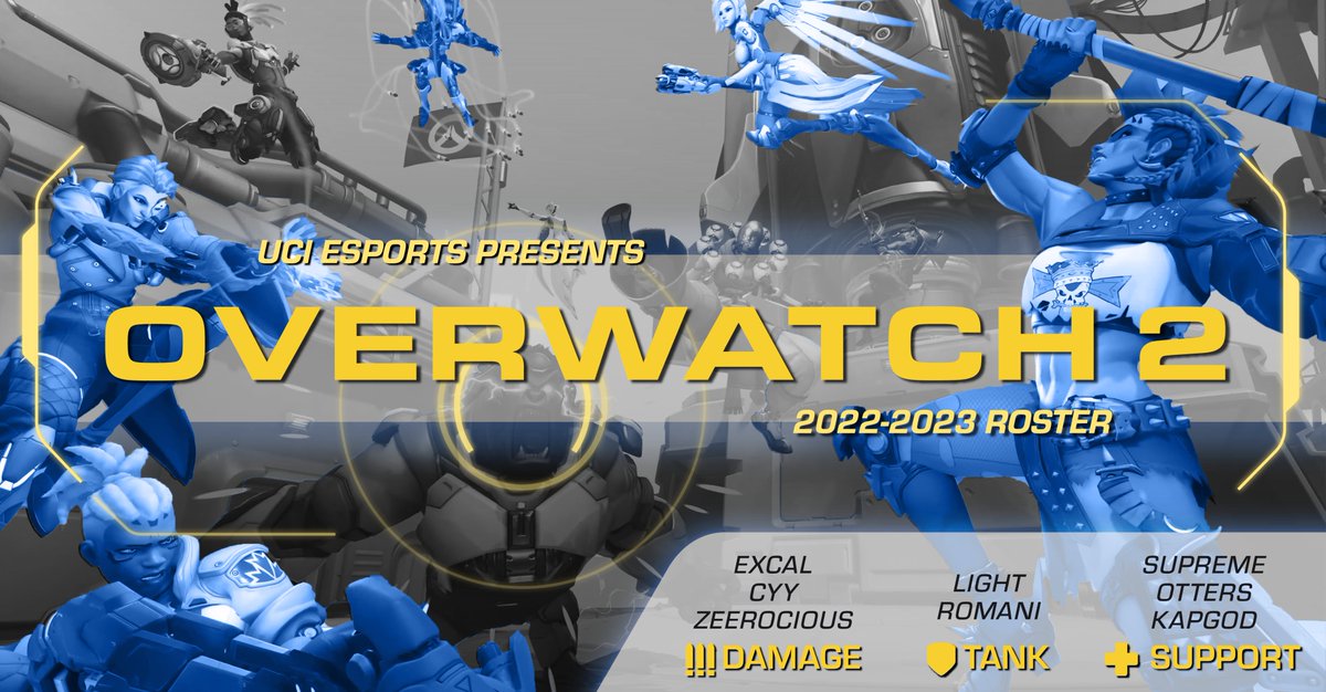 🏆 Overwatch 2022-2023, Roster Announcement

Roster:
▫️ DPS: #Excal, #CYY, #Zeerocious
▫️ TNK: #Light, #Romani
▫️ SUP: #Supreme, #Otters, #Kapgod

Coach: <a href="/TheRealThe/">Michael Kuhns</a>
Manager: <a href="/PG1_OW/">PG1</a>

You thought we were good in OW? Wait until you see us in OW2. 🔥