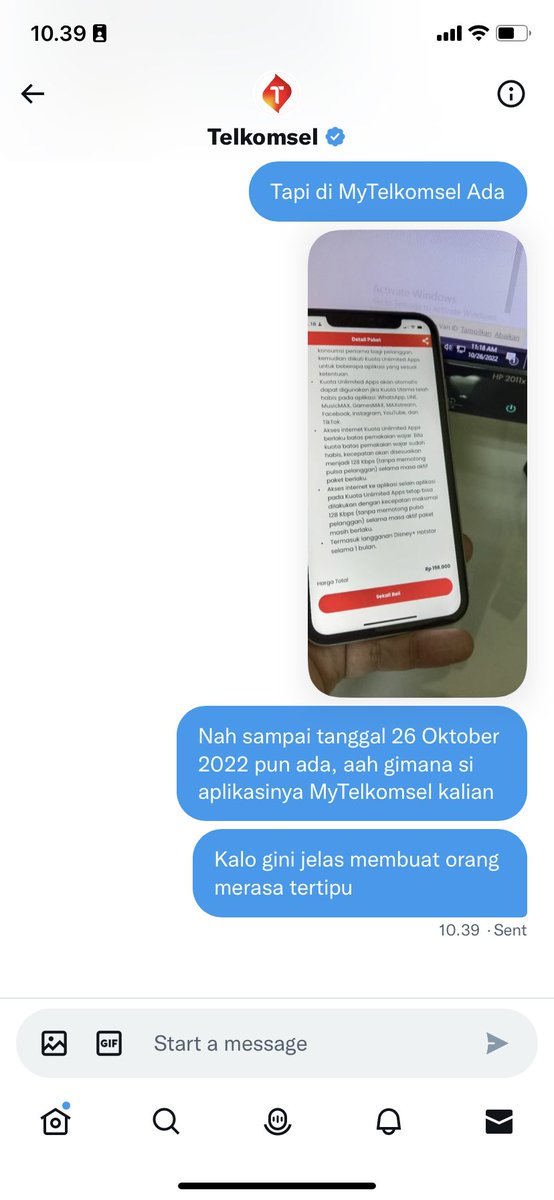 java_two's tweet photo. @Telkomsel Jelas-jelas pembelian 22 Oktober 2022 pembelian Ada sudah termasuk 1 bulan Disney+ &amp; waktu cek tgl 26 Oktober 2022 pun masih ada di aplikasinya MyTelkomsel, Sekarang setelah sekian lama jawabannya sama &amp; tidak profesional, sebagai konsumen merasa tertipu !!! #Telkomsel @YLKI_ID https://t.co/gZQzFun9L4